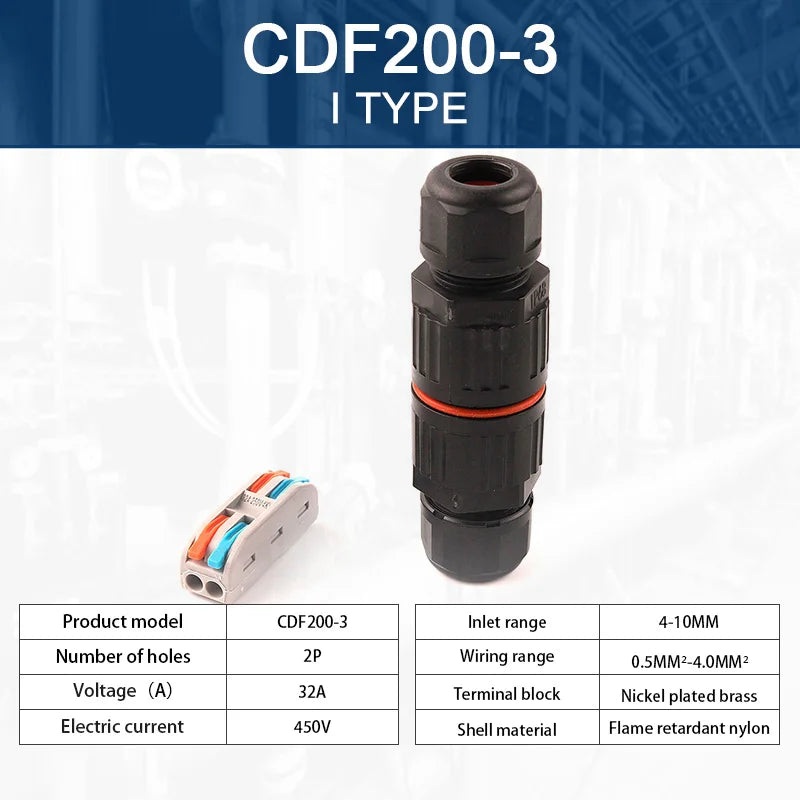 IP68 Waterproof Wire Connector Junction Box – 2/3/5 Pin Quick Push-In Terminal for 4-10mm Outdoor Cables