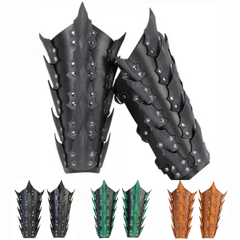 Medieval Steampunk Viking Bracer – PU Leather Scale Arm Armor for Knight, Warrior LARP Cosplay & Theatre Costume