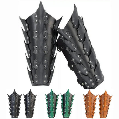 Medieval Steampunk Viking Bracer – PU Leather Scale Arm Armor for Knight, Warrior LARP Cosplay & Theatre Costume