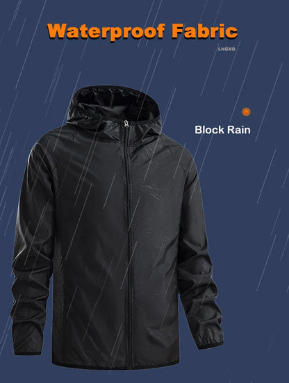 LNGXO Waterproof Hiking Jackets for Men & Women – Sun Protection Windbreaker, Camping, Climbing, and Outdoor Rain Coat, Unisex Portable Gear