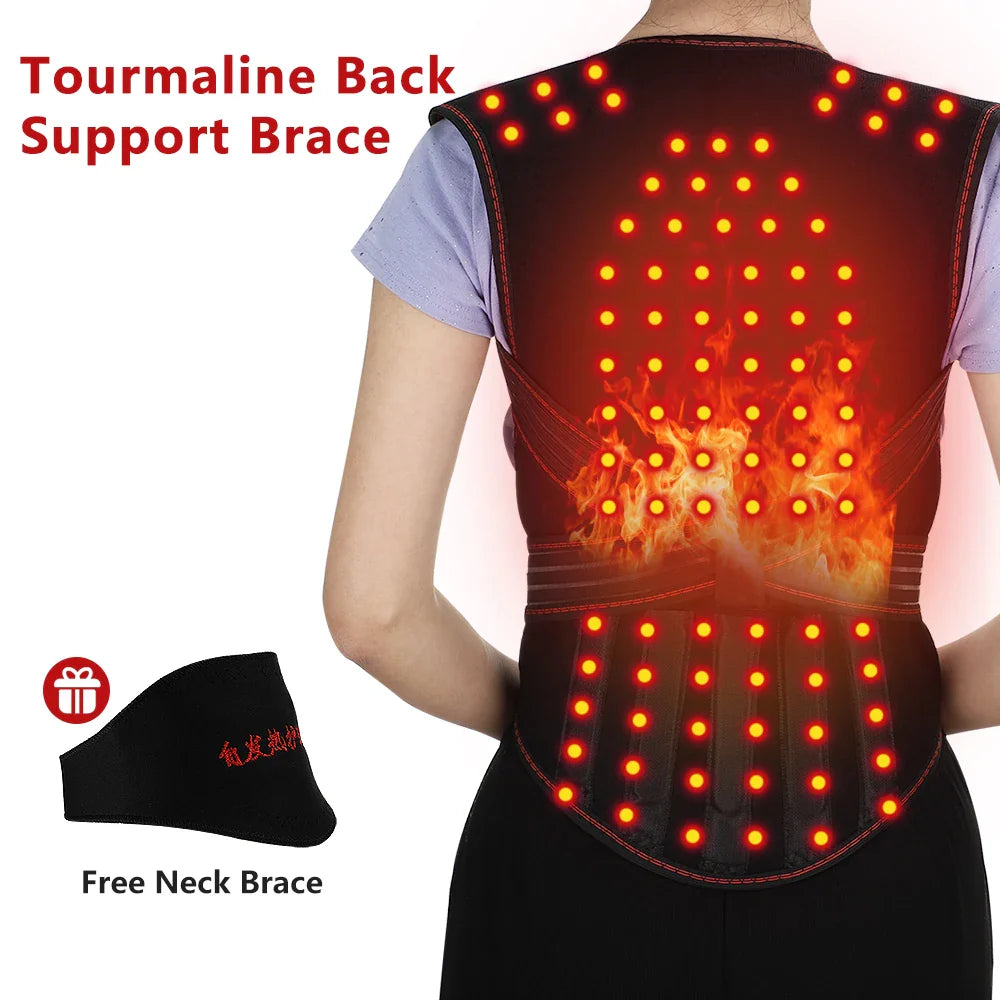 Tourmaline Magnetic Heated Vest — Self-Heating Thermal Clothing, Lumbar Waist Brace, Posture Corrector & Pain Relief Corset