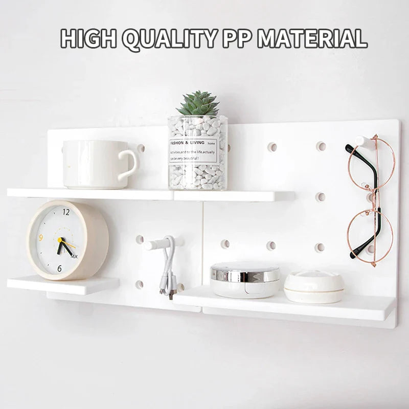Wall-Mounted Perforation-Free Plastic Shelf – Bathroom & Dormitory Wall Hanging Organizer for Student Bedroom & Headboard