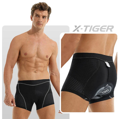 X-TIGER Men's Cycling Underwear with 5D Gel Cushion - MTB Boxer Shorts, Road Cycling Equipment