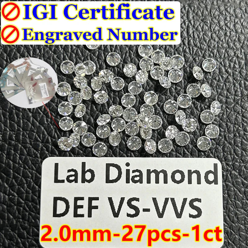 0.1–5CT Super White Lab-Grown Diamond Loose — IGI/GIA Certified, HPHT & CVD, DEFG VVS-SI, Diamond Tester Approved for Wedding Jewelry