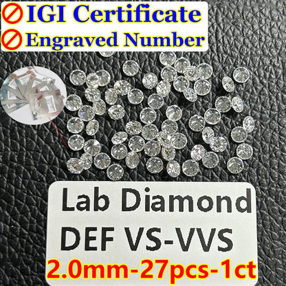 0.1–5CT Super White Lab-Grown Diamond Loose — IGI/GIA Certified, HPHT & CVD, DEFG VVS-SI, Diamond Tester Approved for Wedding Jewelry