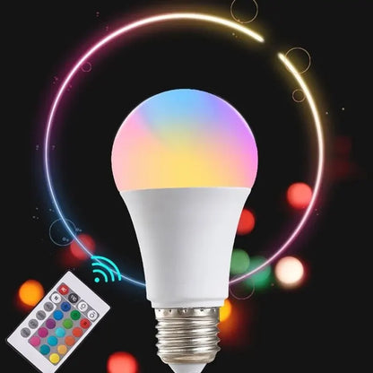 16-Color RGB LED Bulb E27 – Dimmable Smart Lamp with 24-Key Remote Control for Household Lighting & Atmosphere