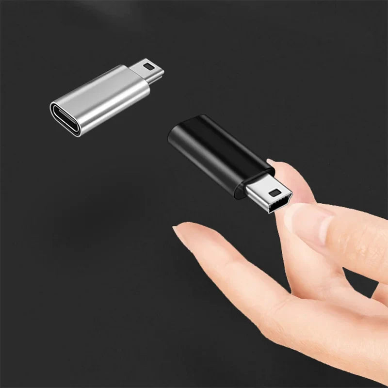Mini USB to USB Type-C Adapter – 5-Pin Male to Female Data Transfer Connector for GoPro, MP3, Camera & PC