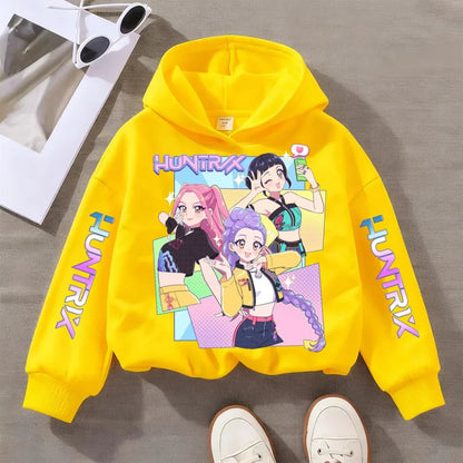KPop Devil Hunter Printed Kids Hoodie – Autumn & Winter Warm Casual Sweatshirt for Boys & Girls