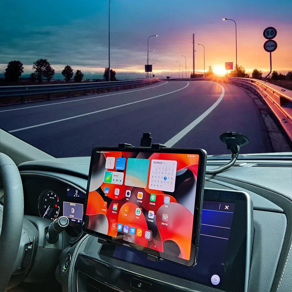 Car Tablet Holder Long Arm — Suction Cup Mount for 7-13'' iPad, Xiaomi Tablet, SUV & Truck