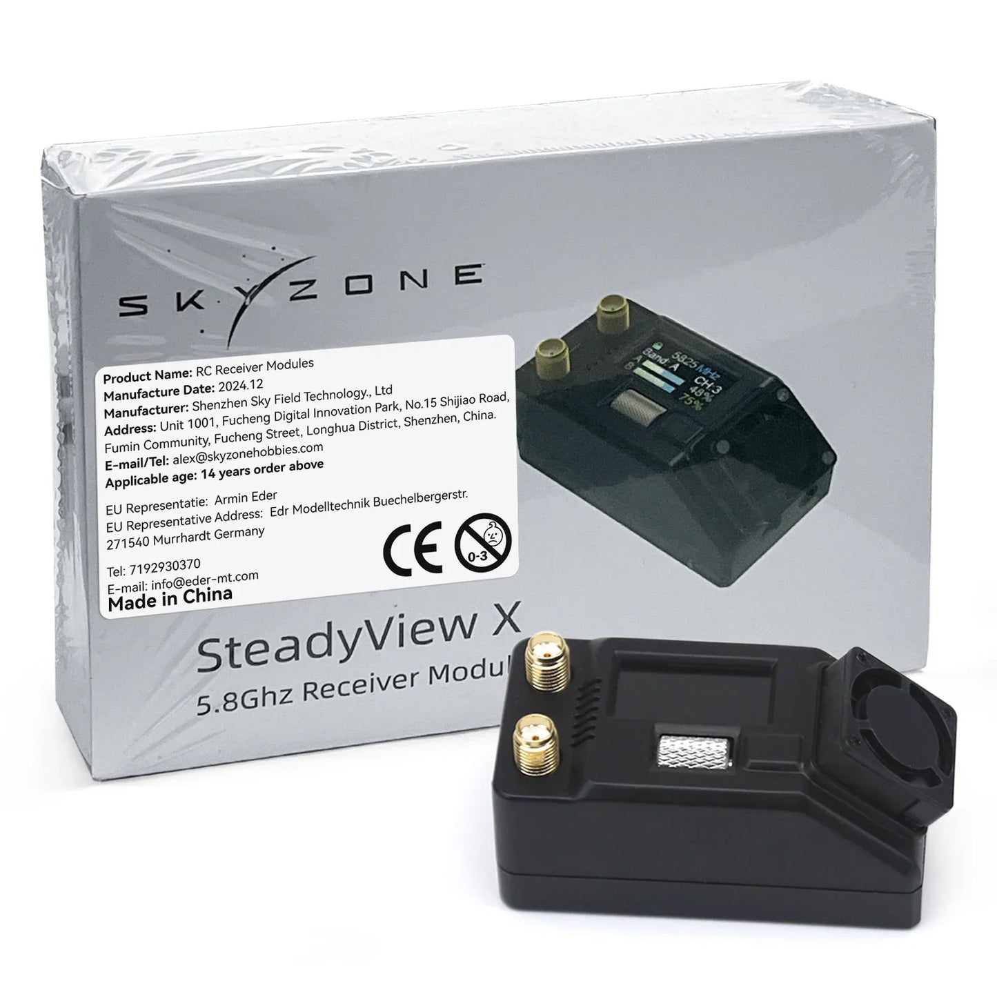 SKYZONE SteadyView X 5.8GHz IPS Screen Receiver – FPV Goggles Module with Range Control & Sensitivity Motor for RC Plane Drone