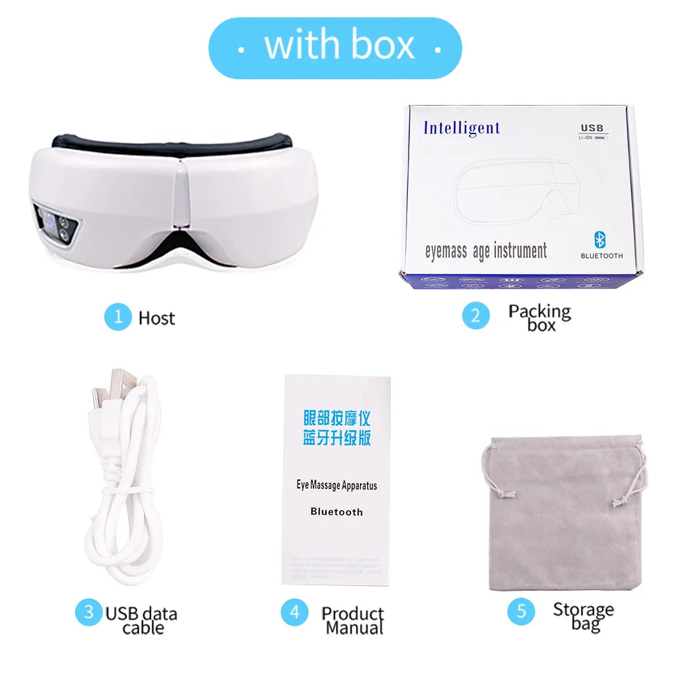 6D Smart Vibration Eye Massager – Hot Airbag Compress, Bluetooth Music Sleep Mask for Eye Relaxation & Fatigue Care
