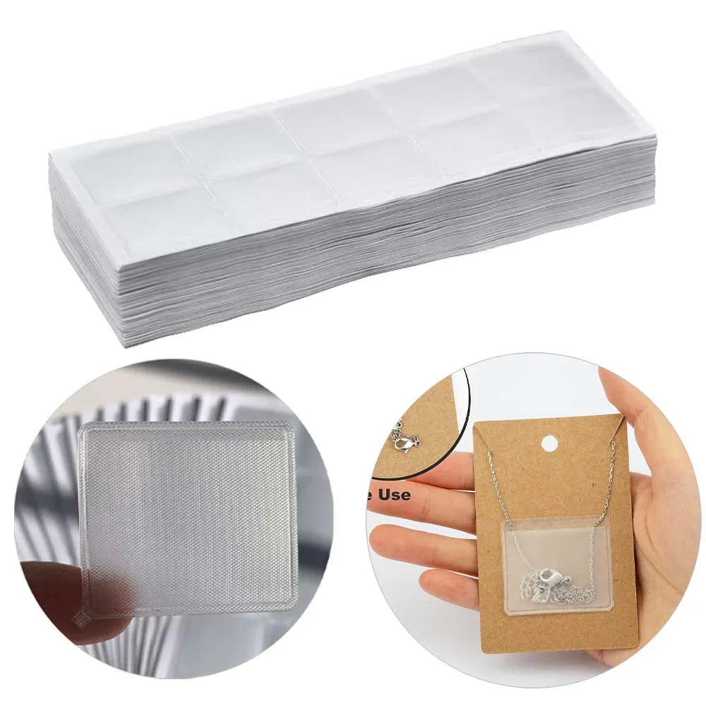 10/50PCS Necklace Chain Adhesive Pouch – Jewelry Display Card Bags for Small Business Packaging Supplies