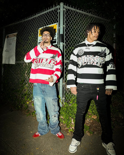 Sume Autumn Men’s Hip Hop Polo Shirt — Y2K Retro Long Sleeve Klein Stone Stripe Lapel Tee