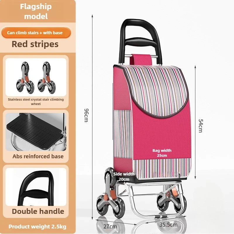 Foldable Outdoor Shopping Cart - Waterproof Large Capacity Utility Cart with Stair-Climbing Wheels