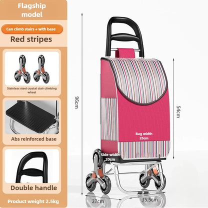 Foldable Outdoor Shopping Cart - Waterproof Large Capacity Utility Cart with Stair-Climbing Wheels