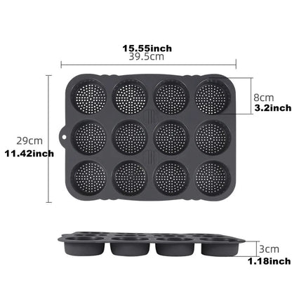 Non-Stick Silicone Hamburger Bun Mold - Food Grade Bread Loaf, Baguette and French Bread Baking Tray for Sandwiches