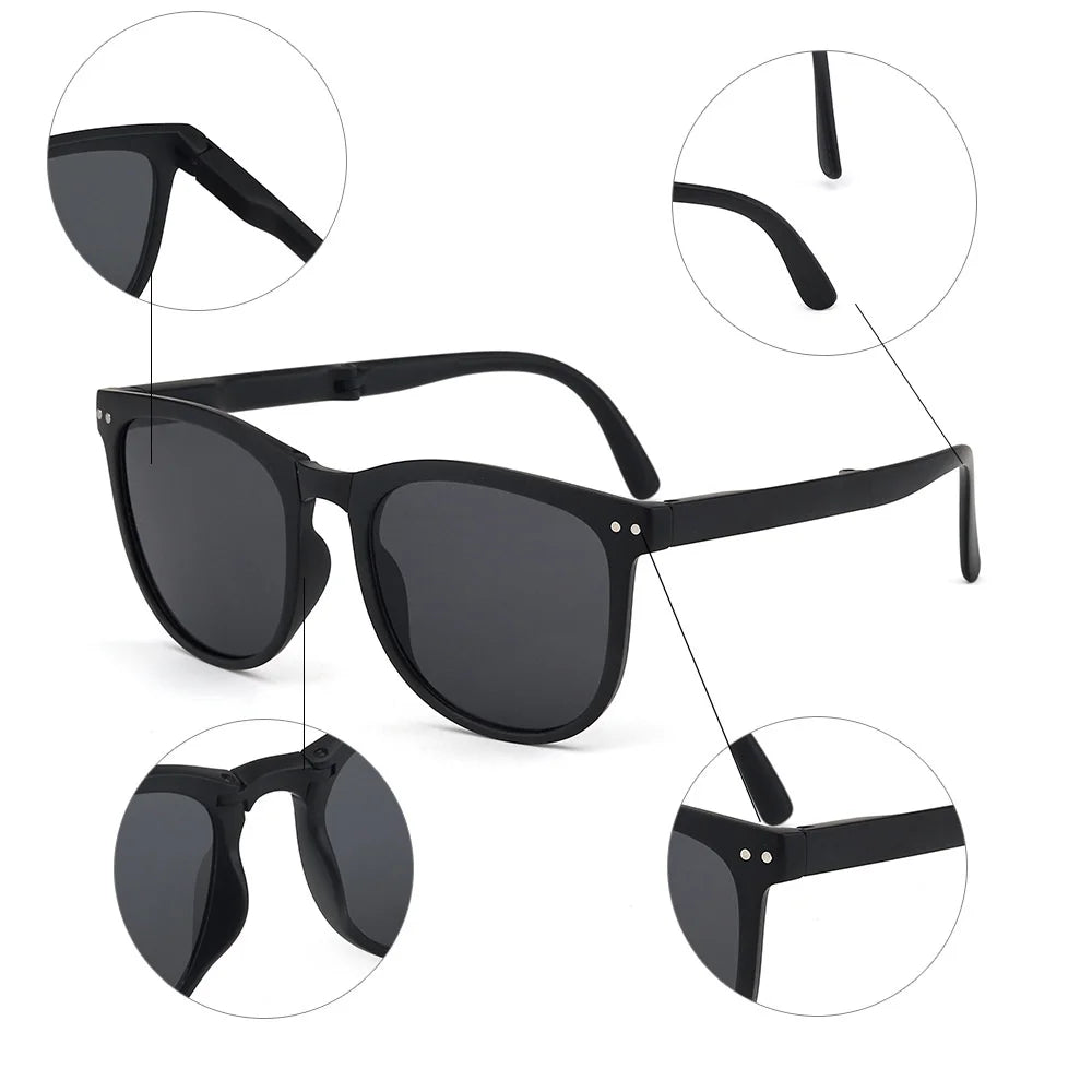 UV400 Polarized Folding Sunglasses – Anti-UV Oval Frame for Men & Women