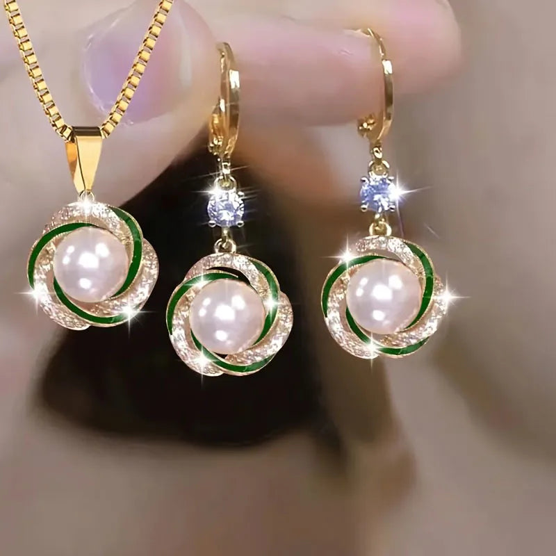 3pcs Zircon Jewelry Set for Women – Elegant Necklace & Earrings, Trendy Party Accessories, Birthday Gift
