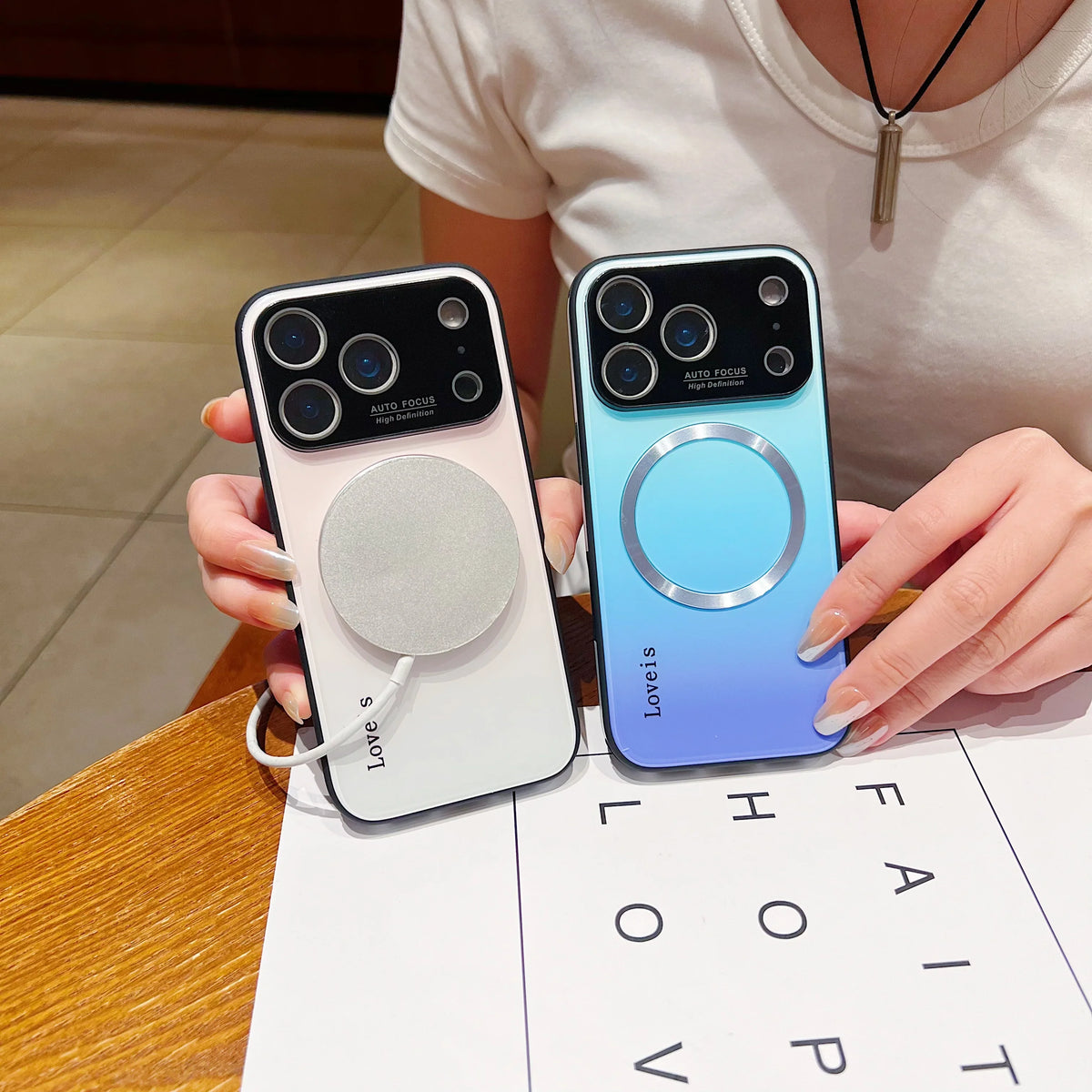Luxury Large Window MagSafe Phone Case for iPhone 18 17 16 15 14 13 12 Pro Max Plus - Magnetic Gradient Streaming Protective Cover
