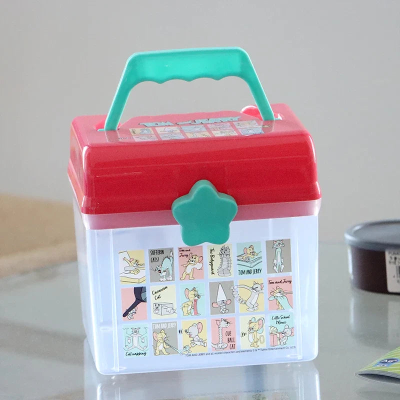 Cute Cartoon Kids Storage Box - Double Layer Portable Plastic Organizer for Toys, Crayons, Snacks & Building Blocks