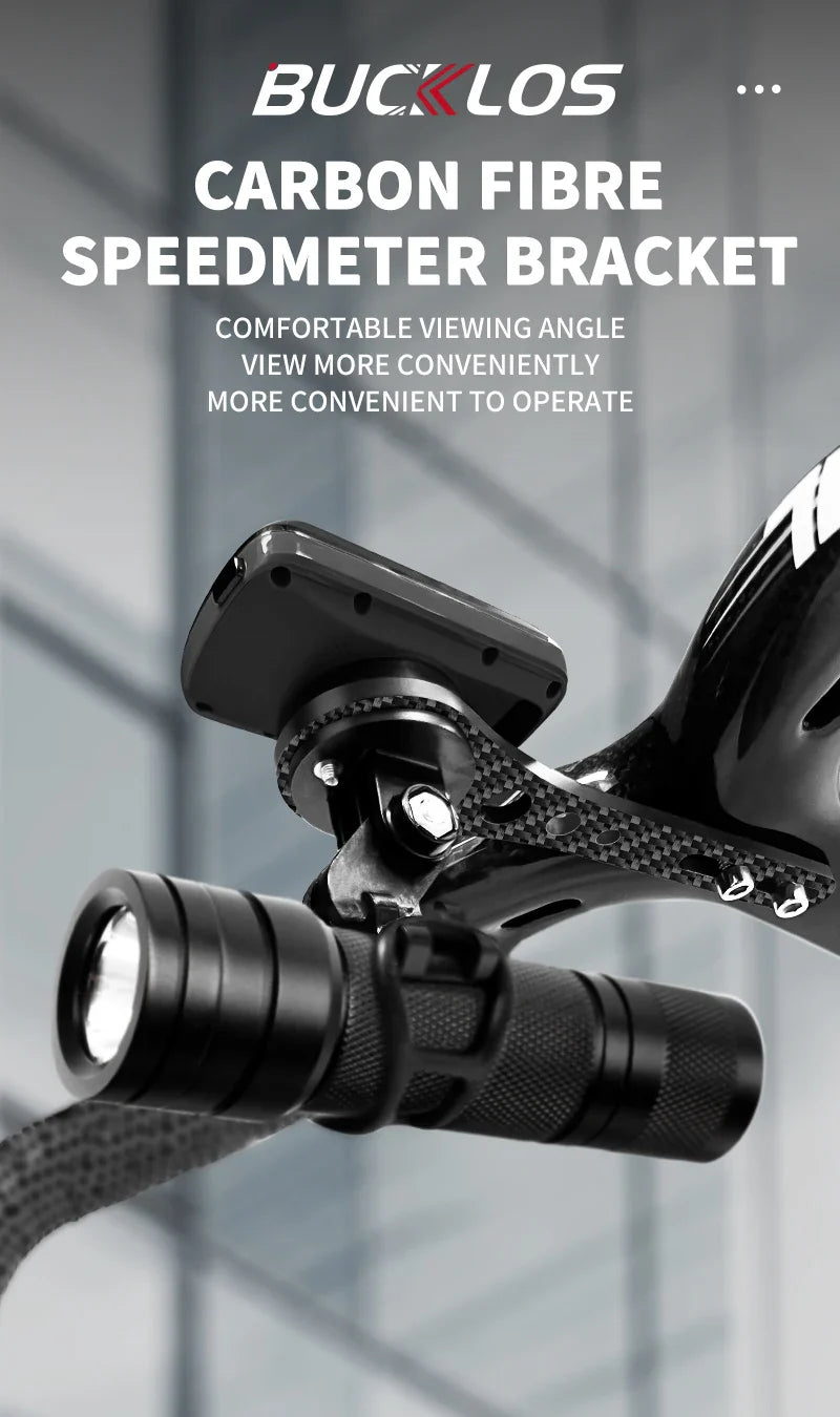 BUCKLOS Carbon Fiber Bike Computer Mount – 143mm/165mm Speedometer Holder for Garmin, Road & Mountain Bikes
