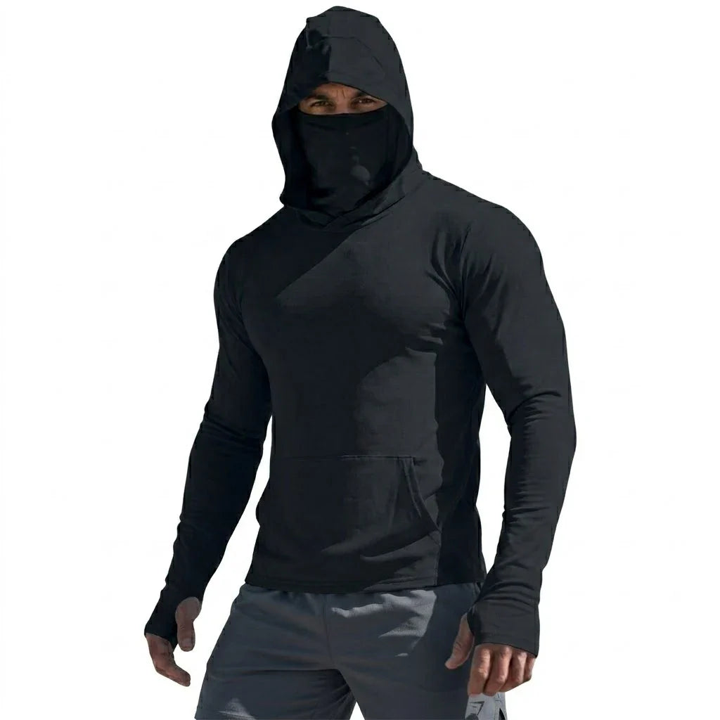 Men’s UPF50+ Sun Protection Long Sleeve Quick Dry Hoodie – Lightweight Fishing & Running Performance Shirt