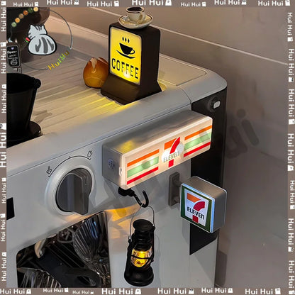 Coffee Shop Magnetic Fridge Stickers – Creative Convenience Store Light Signs, Luminous 711 Light Box Home Decor