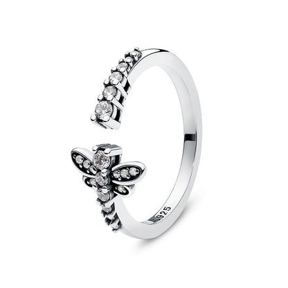 925 Sterling Silver Women’s Ring – Crown, Heart & Wishbone Design with Crystal, Rose Gold Engagement & Wedding Jewelry