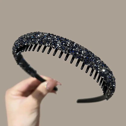 New Non-slip Rhinestone Headbands – Solid Wave Hairbands for Women & Girls, Bezel Fashion Hair Hoop, Boutique Hair Accessories