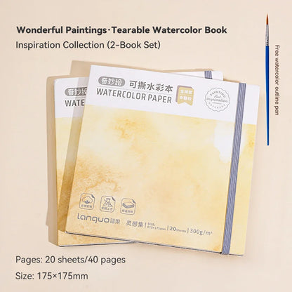 100% Cotton Mini Watercolor Paper Book – 300gsm Tearable Sketchbook Journal for Drawing & Painting