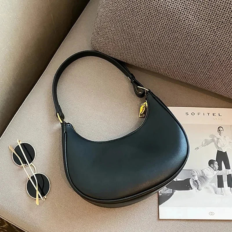 Fashion PU Leather Underarm Bag for Women – Trendy Clutch Handbag, Single Shoulder, Simple Hobo Tote