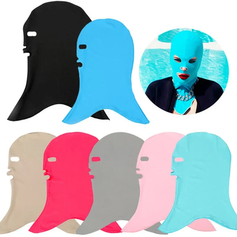 3-Hole Full Face Swim Mask - Unisex Summer Balaclava for Swimming, Surfing & Beach Sun Protection