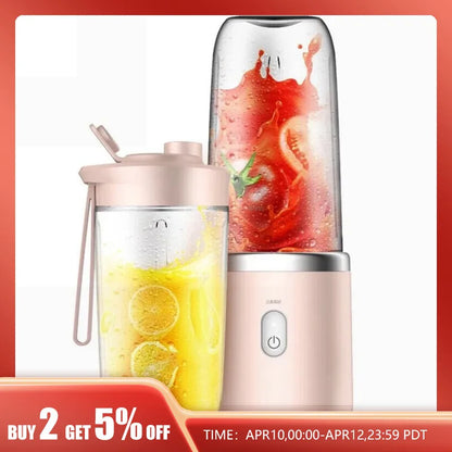 Portable Electric Small Juice Extractor | Blue/Pink | Household Multi-Function Juice Cup | Mixing and Auxiliary Food