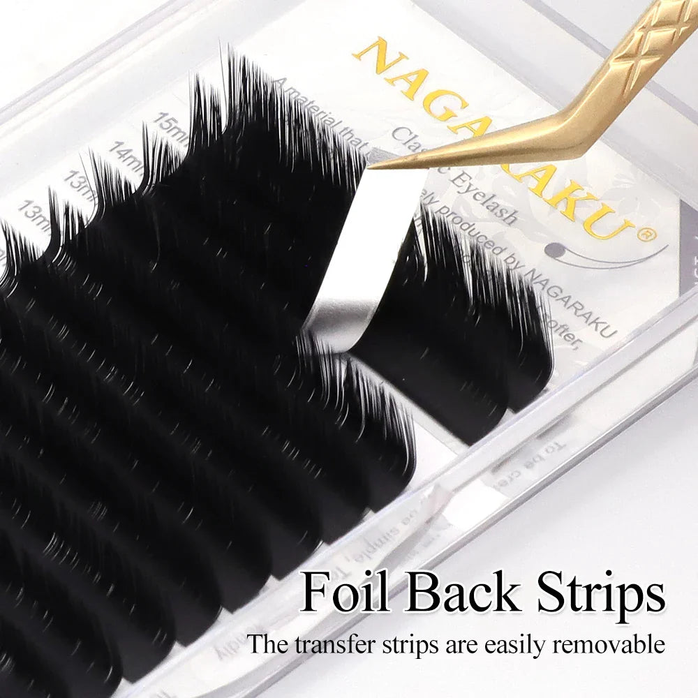 NAGARAKU Synthetic Mink Eyelash Extensions — 16 Lines, Mixed 7-15mm N/M/L/LB/LC/LD Curl High-Quality Individual Lashes