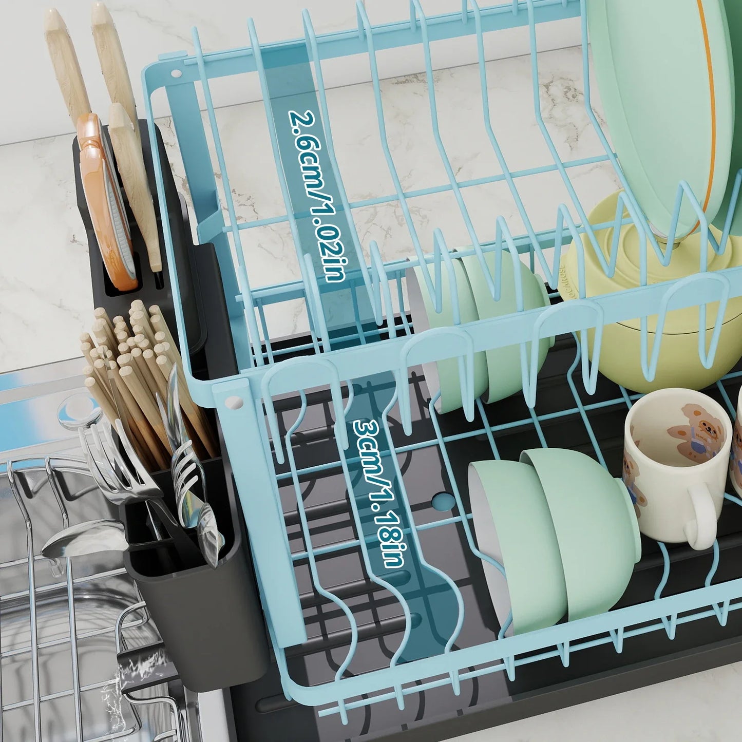 Pink Dish Rack – Snap-On Kitchen Storage Organizer for Bowls & Plates, No-Drill Installation