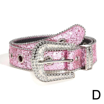 Skull Rivet Rhinestone PU Leather Belt – Trendy Solid Color Cowgirl & Cowboy Belt for Women & Girls