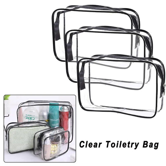 Women's Waterproof Transparent Zipper Cosmetic Bag – Toiletry Storage Pouch & Makeup Case
