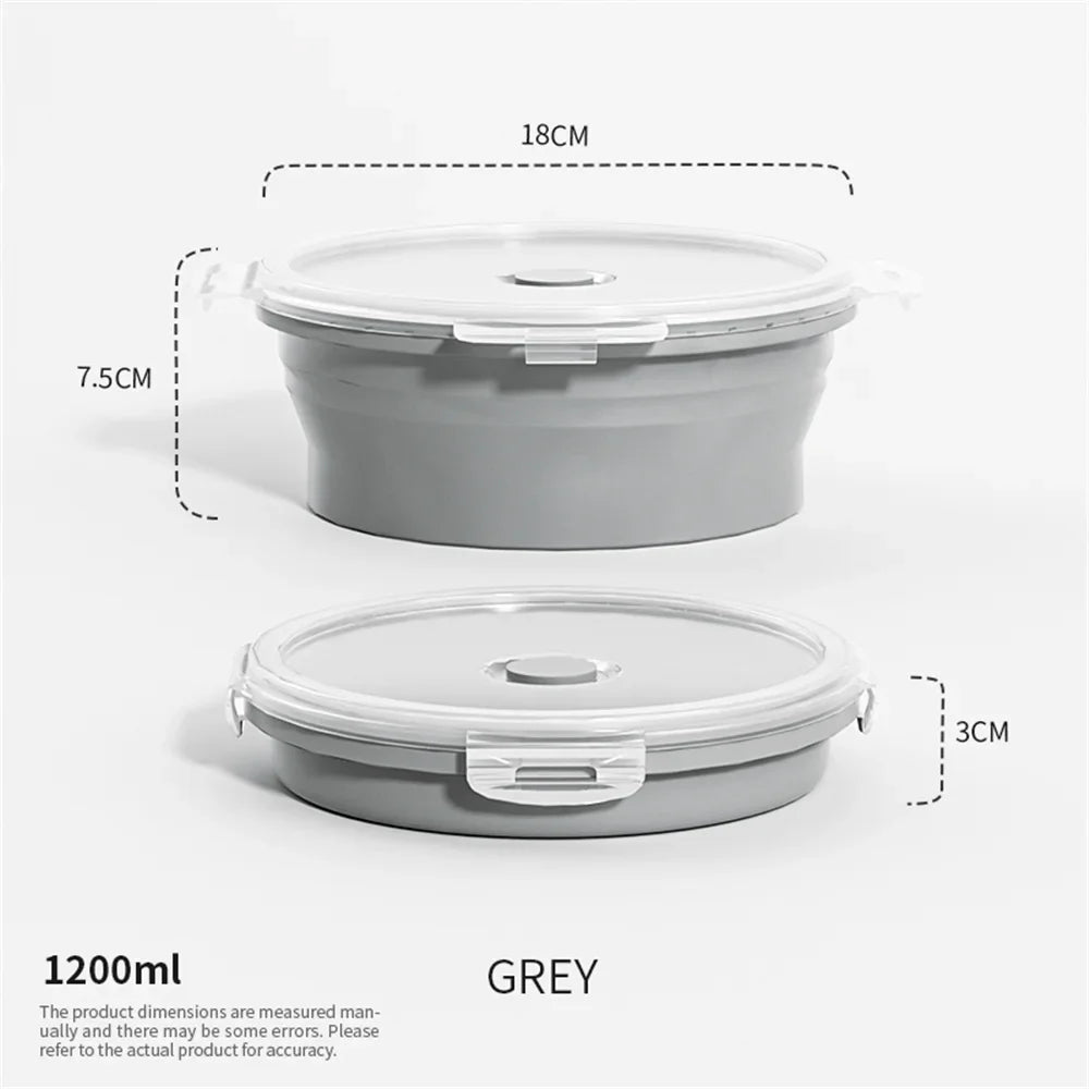 Collapsible Silicone Food Storage Container - Portable Lunch Box with Lid for Microwave & Freezer Use