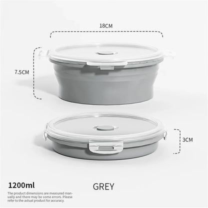 Collapsible Silicone Food Storage Container - Portable Lunch Box with Lid for Microwave & Freezer Use