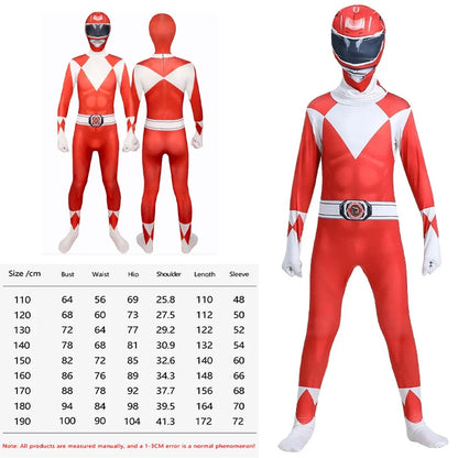 Samurai Ranger Cosplay Costume Set - Superhero Jumpsuit & Mask for Halloween and Birthday Parties