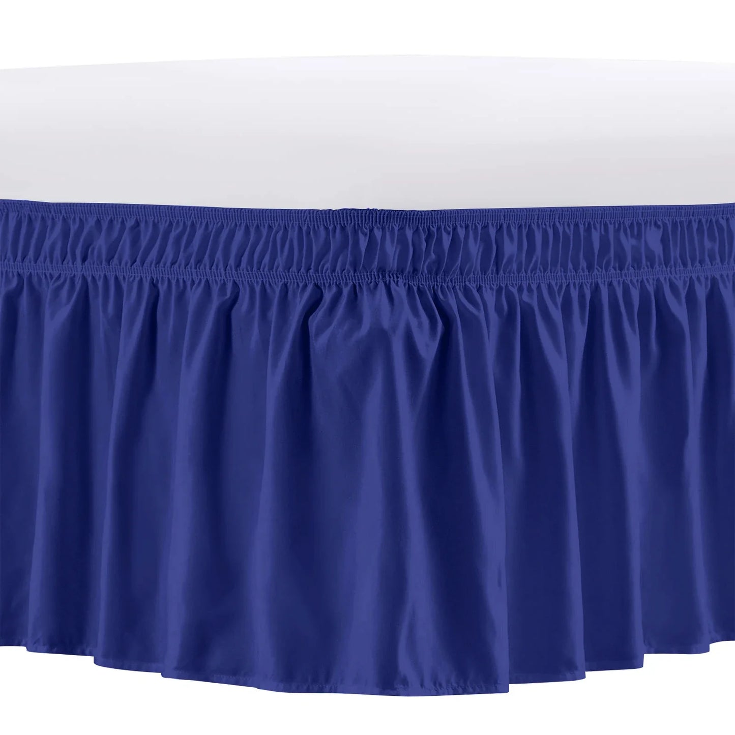 Elastic Wrap Around Bed Skirt – Wrinkle, Fade & Shrink Resistant Easy Fit Dust Ruffle for Adjustable Beds