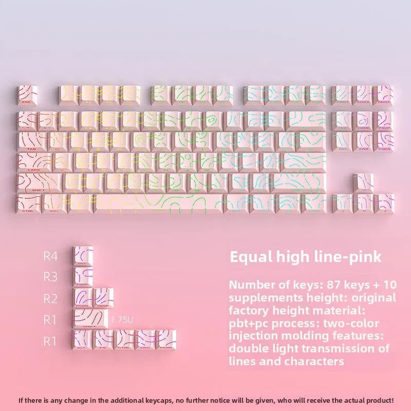 Topographic Keycaps 4.0 Version - 98 Key PBT Cherry Profile Shine Through Side Print Backlit Mechanical Keyboard Caps