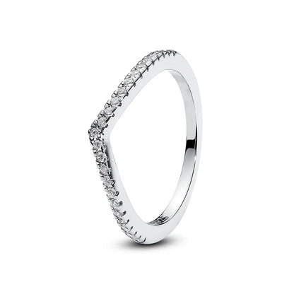 925 Sterling Silver Women’s Ring – Crown, Heart & Wishbone Design with Crystal, Rose Gold Engagement & Wedding Jewelry