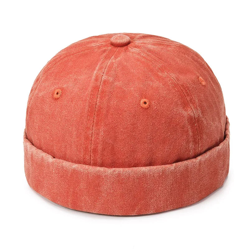 Fashion Denim Docker Cap – Brimless Skullcap Sailor Beanie Hat for Men & Women, Solid Color Adjustable Bucket Dad Cap Streetwear Style