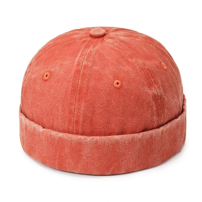 Fashion Denim Docker Cap – Brimless Skullcap Sailor Beanie Hat for Men & Women, Solid Color Adjustable Bucket Dad Cap Streetwear Style
