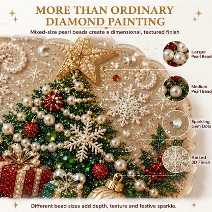 Christmas Pearl Diamond Painting Suncatcher Kit - DIY Acrylic Round Bead Craft for Wall & Window Decor
