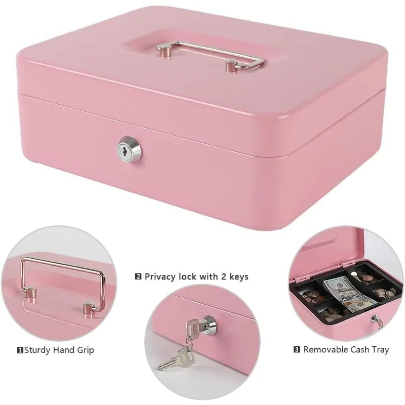 Security Cash & Key Safe Box — Steel Lockable Money, Coin, and Jewelry Storage for Home and Shop
