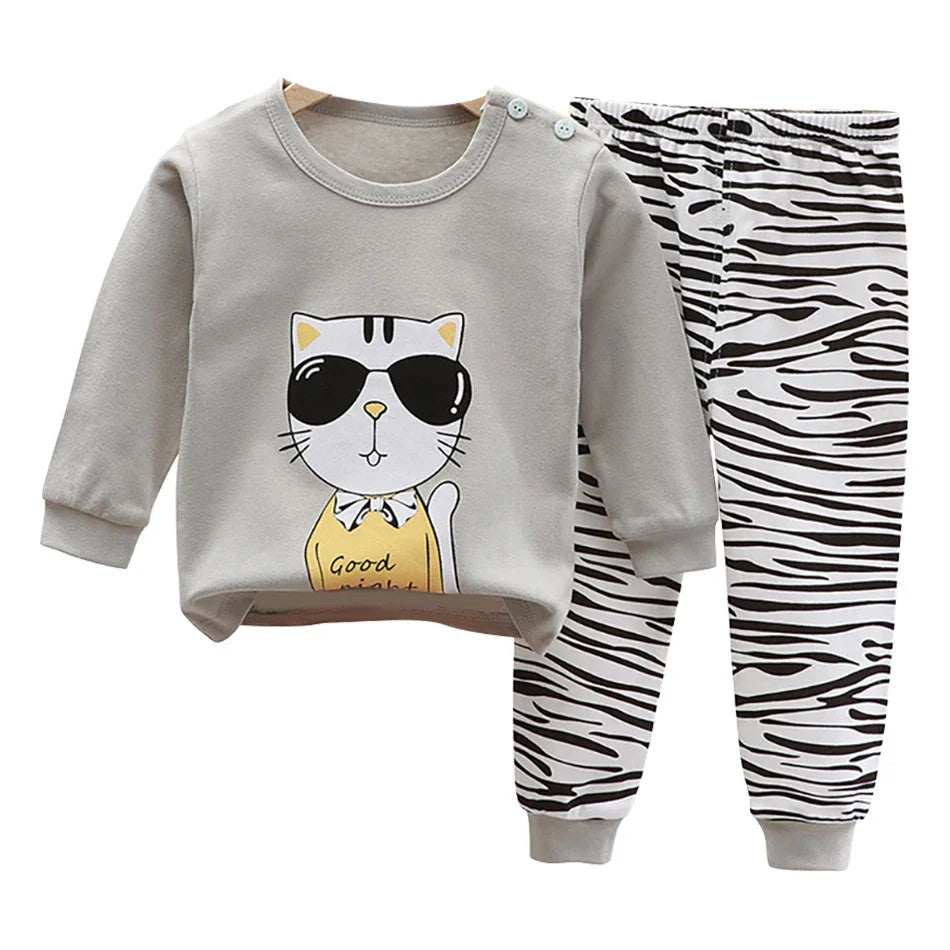 Cute Cartoon Unicorn Kids Pajama Set – Soft, Warm & Durable Unisex Sleepwear for Autumn Everyday Wear