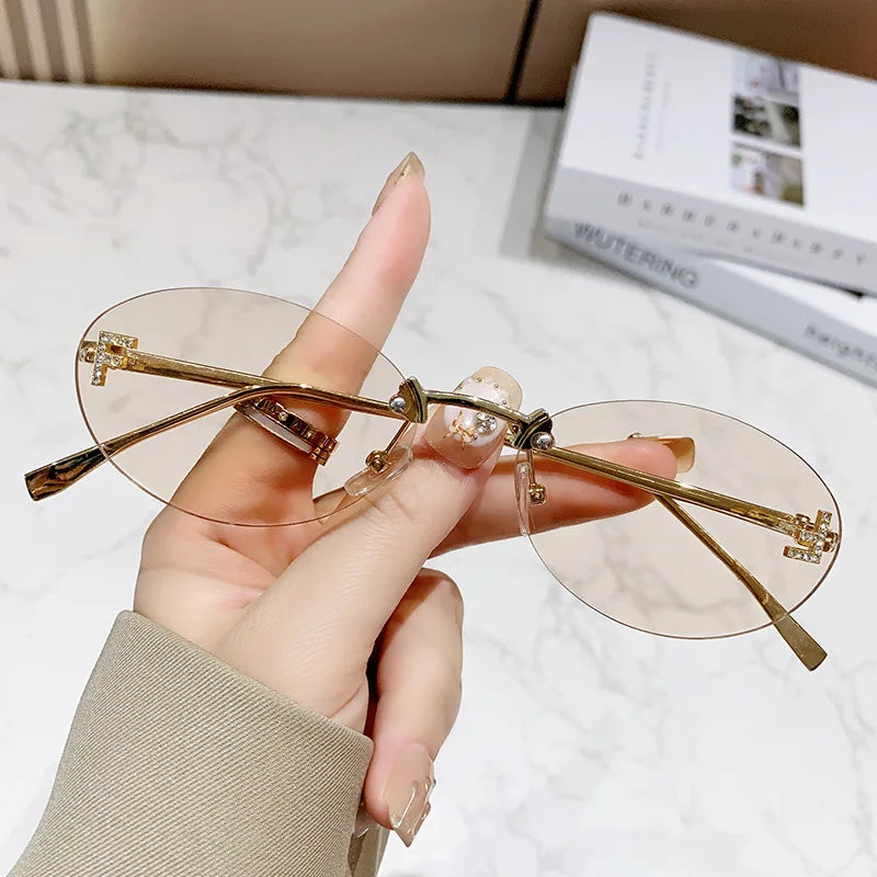 European & American Fashion Frameless Metal Sunglasses – Trendy Luxury UV Protection Eyewear