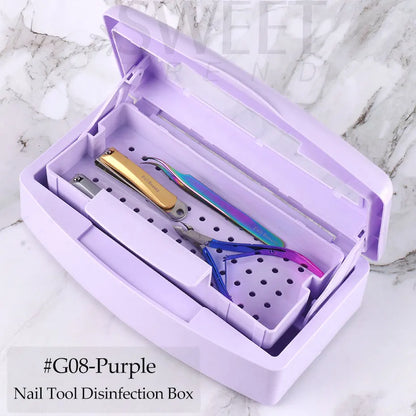 Nail Sterilizer Disinfection Box Pink | Manicure Metal Tool & Tweezers Sterilizer Tray for Salon